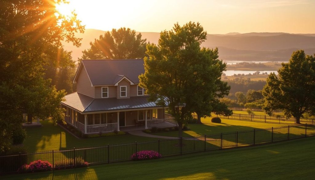 A cozy two-story house nestled in a lush, verdant landscape, its EPDM roof shimmering under the warm glow of a golden sunset. Soft shadows cast by towering trees create a tranquil, introspective atmosphere. The house's exterior features clean, modern lines and large windows that invite natural light to flood the interior. In the foreground, a well-manicured lawn and vibrant flowerbeds add pops of color, while in the distance, rolling hills and a serene lake complete the picturesque scene. An elegant, low-profile fence gently delineates the property, providing a sense of security and privacy. This image captures the essence of how EPDM roofing can protect and enhance the beauty of a residential dwelling. A cozy two-story house nestled in a lush, verdant landscape, its EPDM roof shimmering under the warm glow of a golden sunset. Soft shadows cast by towering trees create a tranquil, introspective atmosphere. The house's exterior features clean, modern lines and large windows that invite natural light to flood the interior. In the foreground, a well-manicured lawn and vibrant flowerbeds add pops of color, while in the distance, rolling hills and a serene lake complete the picturesque scene. An elegant, low-profile fence gently delineates the property, providing a sense of security and privacy. This image captures the essence of how EPDM roofing can protect and enhance the beauty of a residential dwelling.