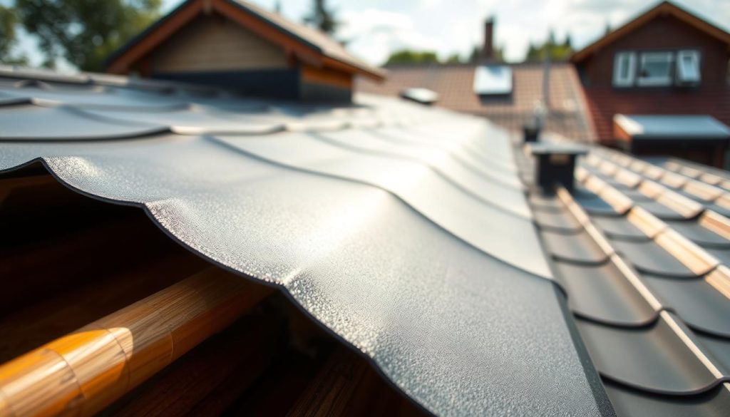 A high-resolution, high-quality image of sustainable EPDM roofing material. The foreground features a close-up view of the EPDM membrane, showcasing its durability, flexibility, and weather-resistant properties. The middle ground displays the seamless installation of the EPDM panels, highlighting the efficient and secure application process. The background depicts a residential or commercial building with the EPDM roof in place, blending harmoniously with the surrounding architecture. The lighting is natural, with soft shadows and highlights that accentuate the textures and colors of the EPDM material. The overall atmosphere conveys a sense of reliability, longevity, and environmental responsibility, aligning with the subject of "Duurzaamheid van EPDM Dakbedekking". A high-resolution, high-quality image of sustainable EPDM roofing material. The foreground features a close-up view of the EPDM membrane, showcasing its durability, flexibility, and weather-resistant properties. The middle ground displays the seamless installation of the EPDM panels, highlighting the efficient and secure application process. The background depicts a residential or commercial building with the EPDM roof in place, blending harmoniously with the surrounding architecture. The lighting is natural, with soft shadows and highlights that accentuate the textures and colors of the EPDM material. The overall atmosphere conveys a sense of reliability, longevity, and environmental responsibility, aligning with the subject of "Duurzaamheid van EPDM Dakbedekking".